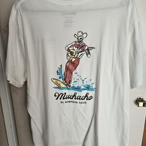 White Graphic Tee - Surfing Cowboy Design